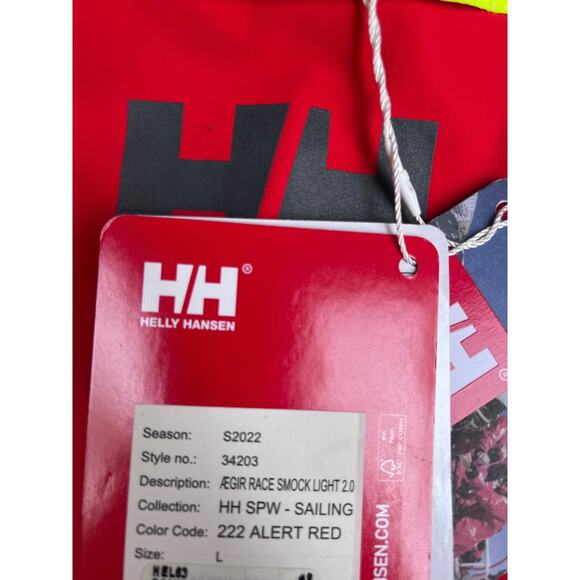 Men's L Ægir Race Light Smock 2.0 Helly Hansen Tech Professional Sailing | RED - Picture 16 of 16